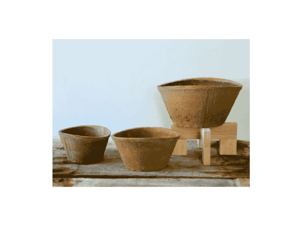 PRESCOT TERRA COTTA FARM POTS, MOSSED REDSTONE, 10.0"X7.5"X5.0", 7.5"X6.5"4.0", 6.5"X5.0"X3.0" (SOLD IN CASE OF 4 SETS)