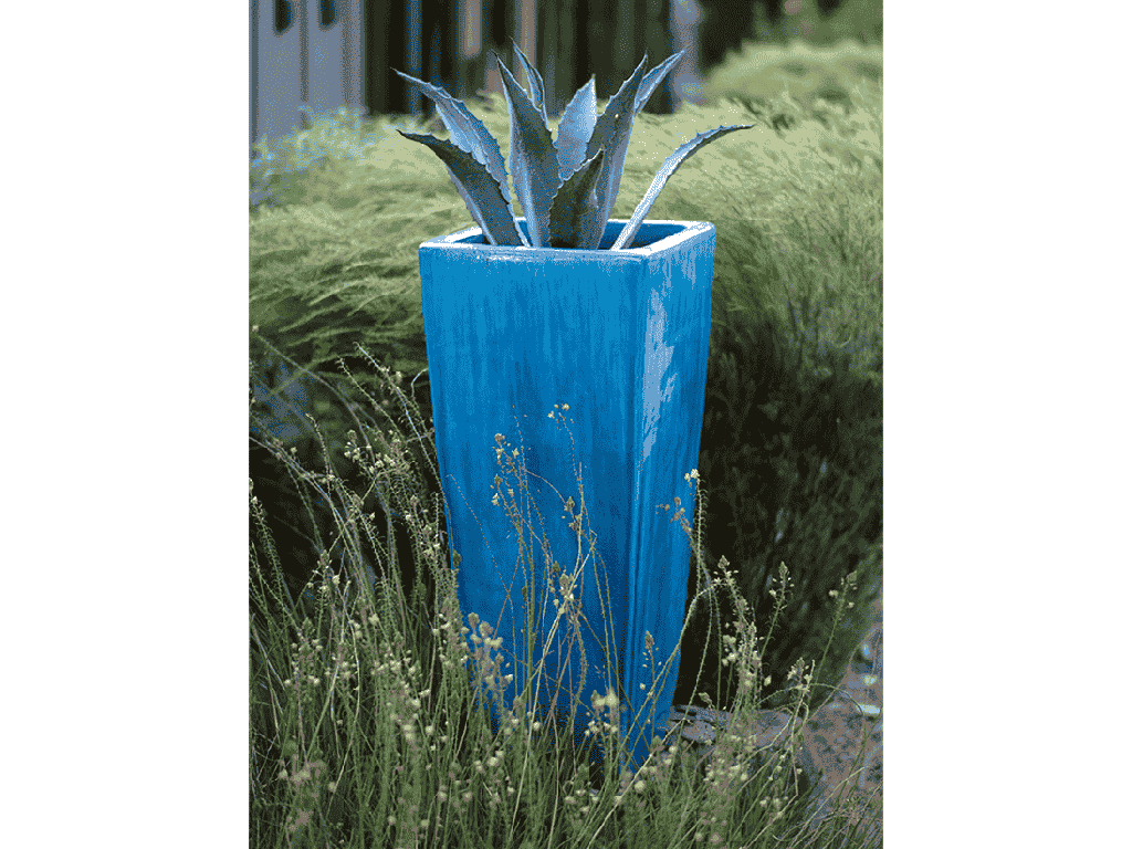 MEDIUM SLIM SQUARE POT, FALLING AQUA, SIZE B,  15.5”X34.5”