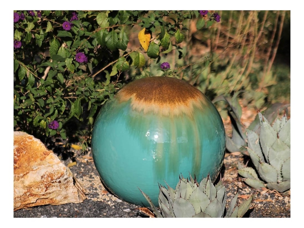 DECORATIVE SPHERE, GOLD TURQUOISE, 12"