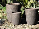 MID HEIGHT BARREL PLANTER, SILVER ROCK, SET OF 3-  18.0"x26.0", 14.0"x20.5", 11.5"x16.5"
