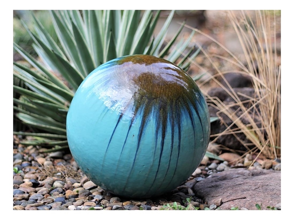 DECORATIVE SPHERE, RUNNING TURQUOISE, 16"