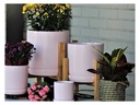 DOTTED CYLINDER PLANTER WITH ATTACHED SAUCER, PASTEL BABY PINK, 7.0"x 7.5", SOLD IN CASE OF 6