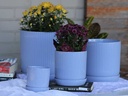 FLUTED CYLINDER PLANTER WITH ATTACHED SAUCER, PASTEL LAVENDER, 11"x11.5", SOLD IN CASE OF 2