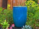 MID HEIGHT BARREL PLANTER, FALLING AQUA, SET OF 3- 18.0"x26.0", 14.0"x20.5", 11.5"x16.5"