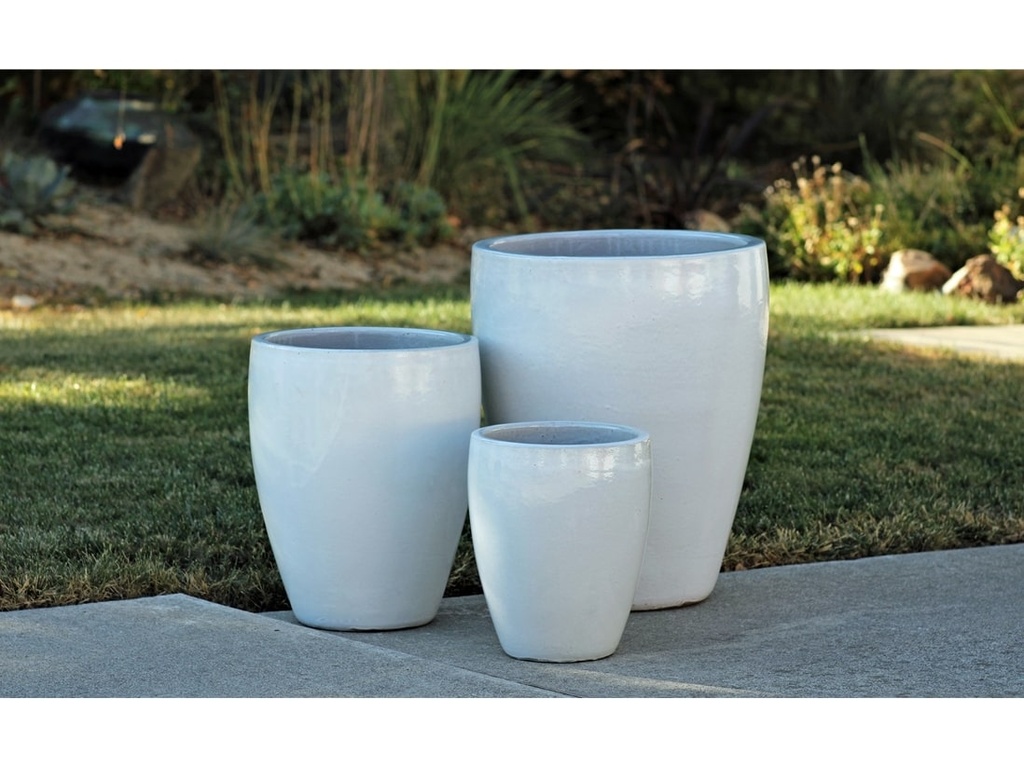 CATALINA POTS, WHITE WHITE,  SET OF 3- 20.0"x24.5", 15.5"x18.5", 12.0"x13.5"