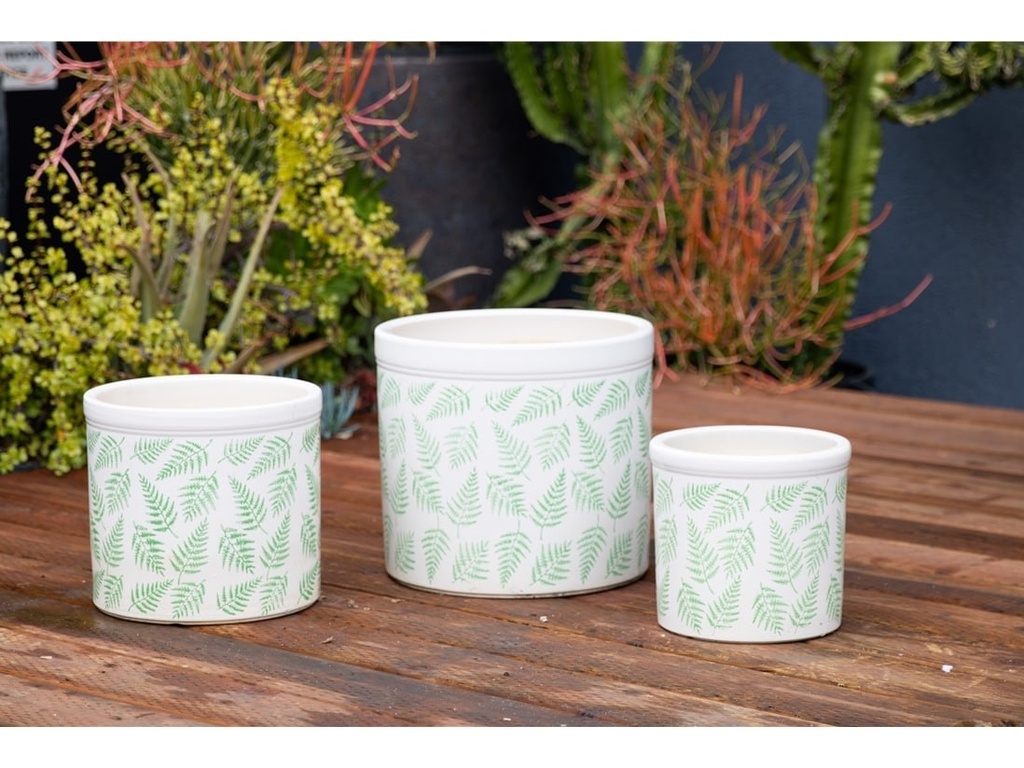 FERN PLANTER, LEAF GREEN, SET OF 3- 15.0"X13.5", 12.0"X12.0", 10.0"X9.0"