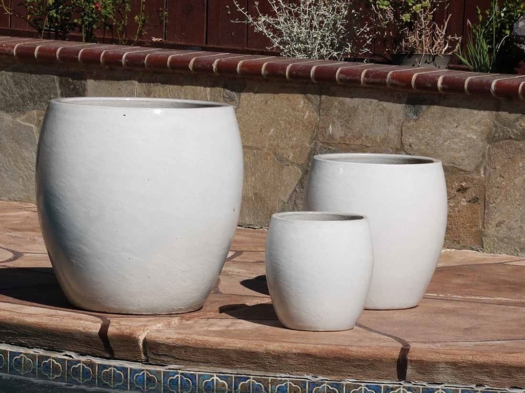 JAM'S PLANTER, WHITE WHITE,  SET OF 3- 20.0" X 22.5", 15.5" X 16.5", 11.0" X 12.0"