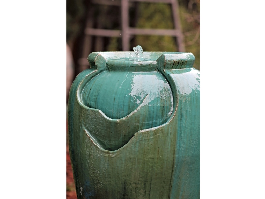 TEA GARDEN FOUNTAIN, SELF CONTAINED, RUSTY GREEN, SIZE B, 21.0" X 32.0" (PUMP INCLUDED)
