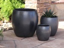 JAM'S PLANTER, MATTE BLACK,  SET OF 3-  20.0" X 22.5", 15.5" X 16.5", 11.0" X 12.0"