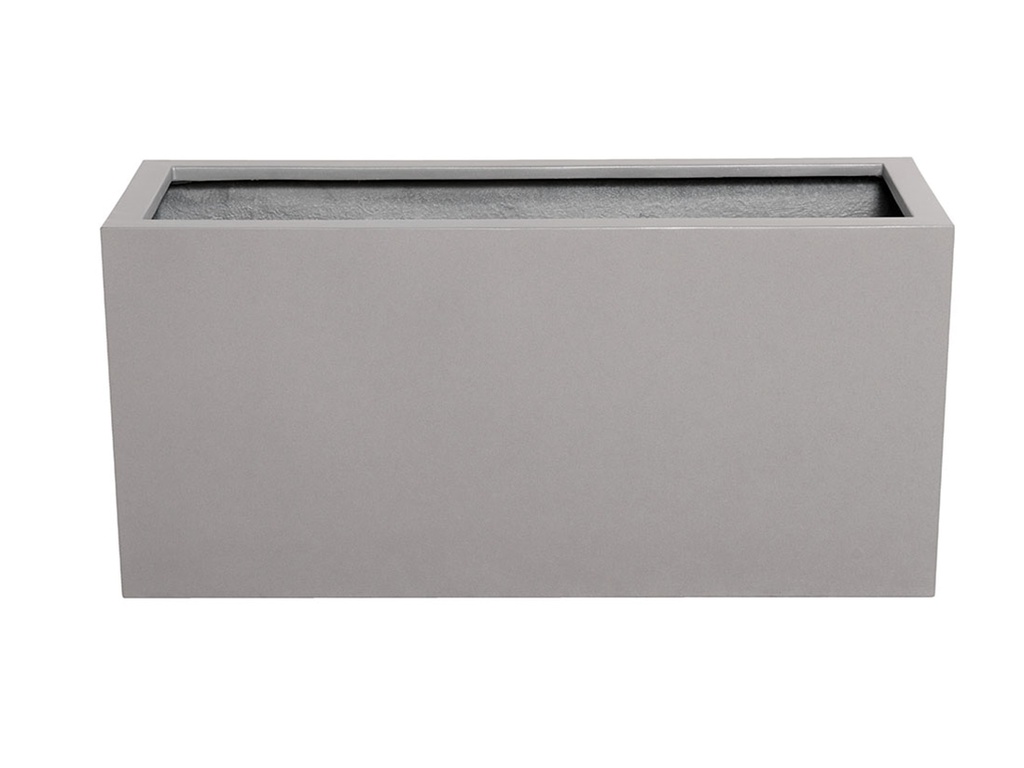 RECTANGULAR BOX PLANTERLIGHT GREY POLY FIBERS, SET OF 5-  59"x24.5"x27.5", 47"x19.5"x21.5", 39.5"x15.5"x19.5", 31.5"x12"x15.5" ,23.5"x10"x12"