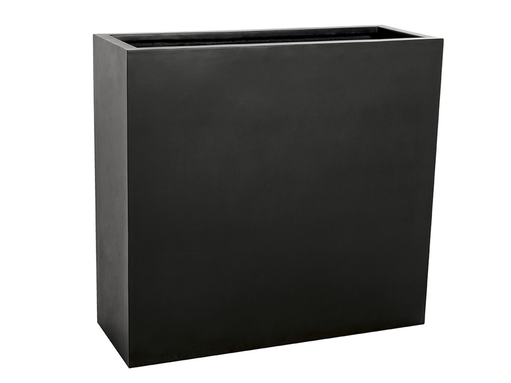 RECTANGULAR TALL PLANTER BOX BLACK POLY - RESIN POTS, SET OF 2- 42.5"x15.5"x40" 33"x12"x31.5"