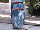 MILANO TALL BARREL PLANTER, AEGEAN SEA, SET OF 3 - 18.5" X 23.0", 14.5" X 19.0", 11.0" X 17.0"