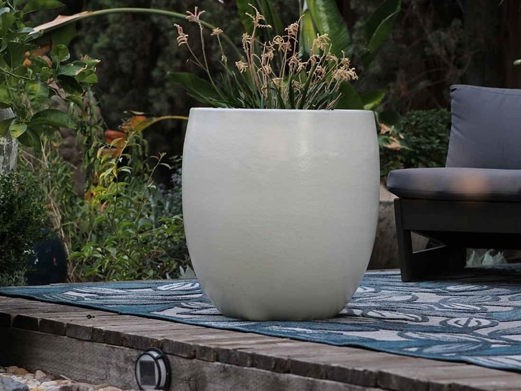 TALL MILANO PLANTER, WHITE SATIN,  SET OF 3 - 22.0" X 23.5", 17.0" X 18.5", 12.5" X 14.0"