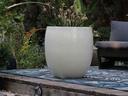 TALL MILANO PLANTER, WHITE SATIN,  SET OF 3 - 22.0" X 23.5", 17.0" X 18.5", 12.5" X 14.0"
