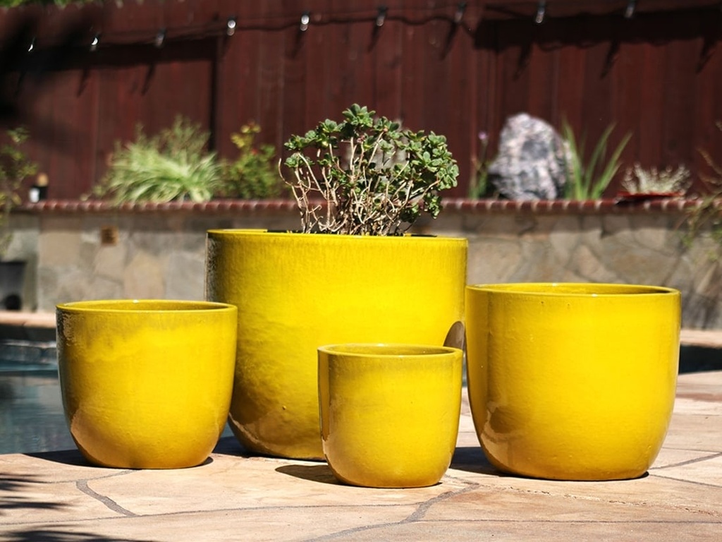 COCO POTS, LEMON, SET OF 4-  23"X20", 19"X17", 15'X13", 12"X11"