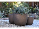 EGG SHELL POTS, SILVER ROCK, SET OF 4  22.5" X 18.0", 17.5" X 15.0", 14.0" X 12.0", 11.5" X 12.0"