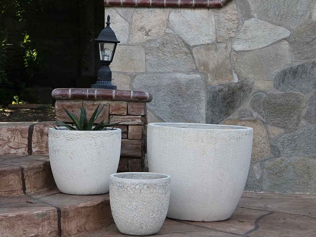 COCO POTS, CORAL WHITE, SET OF 3-19"X17", 15'X13", 12"X11"