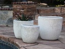 COCO POTS, CORAL WHITE, SET OF 3-19"X17", 15'X13", 12"X11"