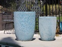 TALL MILANO CONE PLANTERS, CORAL AQUA, SET OF 3- 17"X23", 13"X18", 11"X14