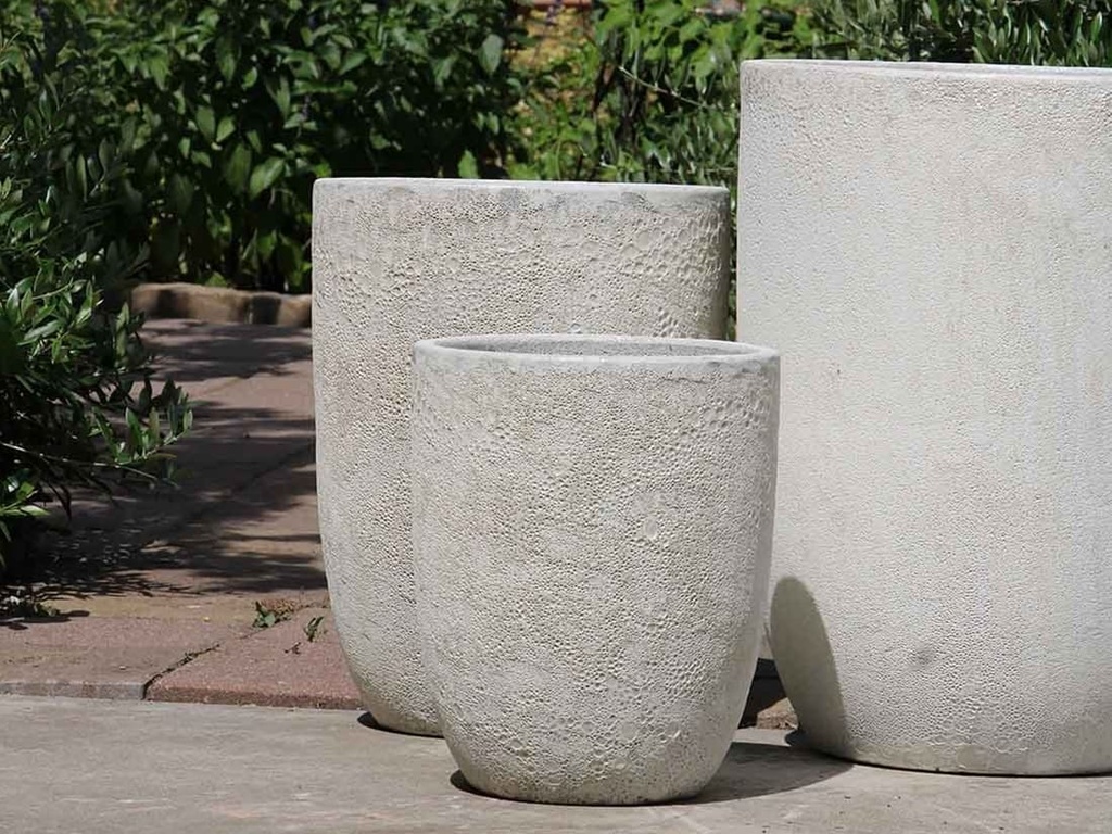 TALL MILANO CONE PLANTERS, CORAL WHITE, SET OF 3- 17"X23", 13"X18", 11"X14