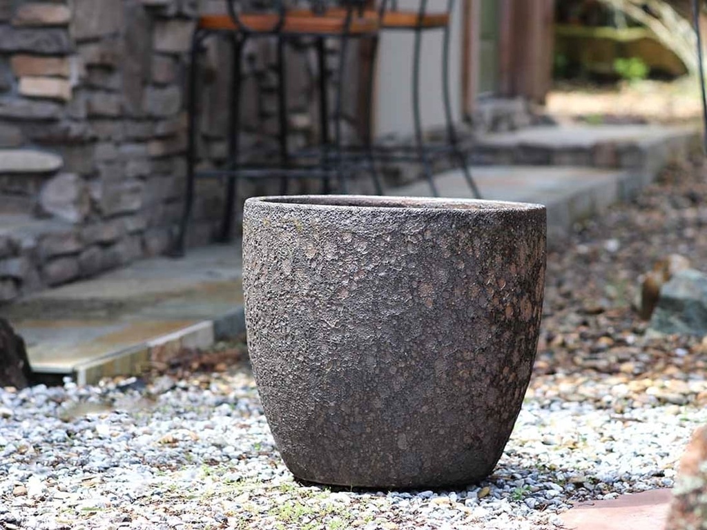 EGG SHELL POTS, SILVER ROCK, SET OF 3 - 17.0" X 15.0", 14.0" X 12.5", 11.5" X 12.0"