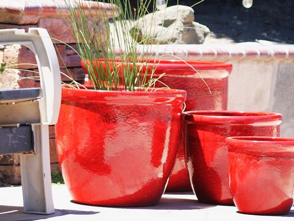 CANA GARDEN PLANTER, LAVISH RED, SET OF 4- 24"X20", 19"X17", 16"X13", 12"X10"