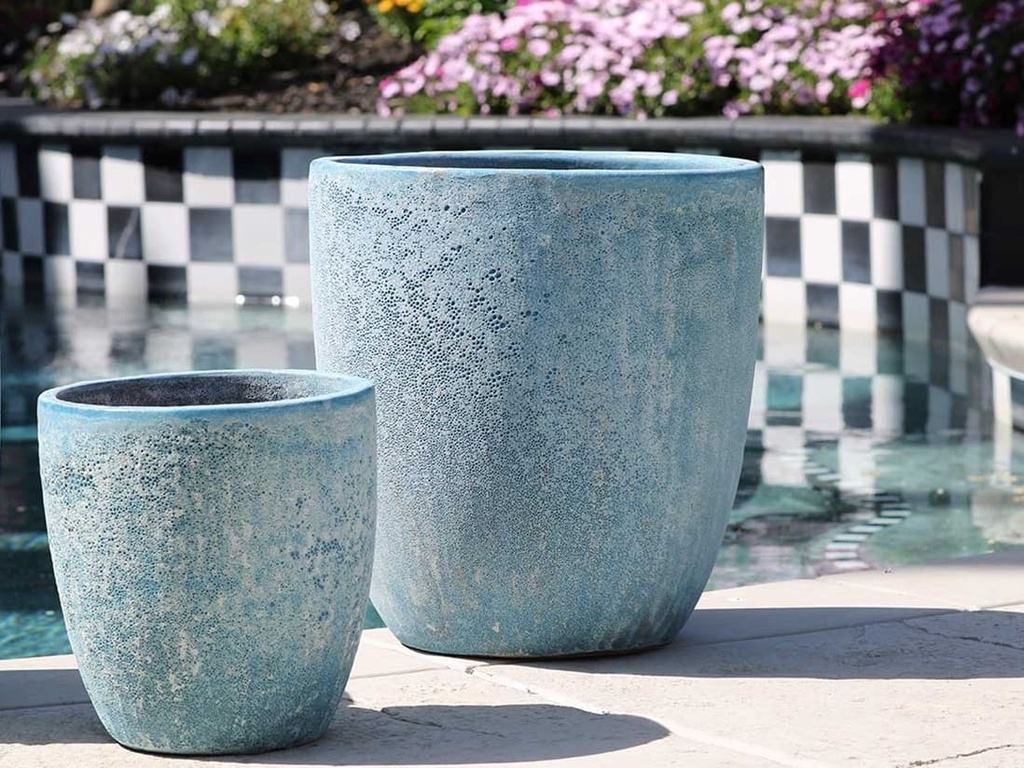 MILANO CONE PLANTER, CORAL AQUA, SET OF 3- 18"X19.5", 14.5"X15.5", 12"X13.5"