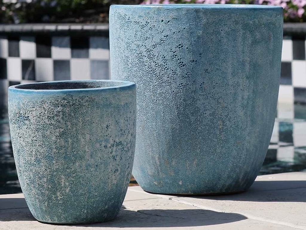 MILANO CONE PLANTER, CORAL AQUA, SET OF 3- 18"X19.5", 14.5"X15.5", 12"X13.5"