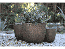 EGG SHELL POTS, SILVER ROCK, SET OF 3 - 17.0" X 15.0", 14.0" X 12.5", 11.5" X 12.0"