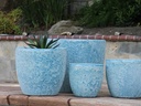COCO POTS, CORAL AQUA, SET OF 4-23"X20", 19"X17", 15'X13", 12"X11"
