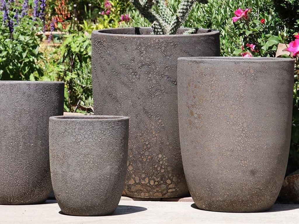 TALL MILANO CONE PLANTERS, CORAL BRONZE, SET OF 3-17"X23", 13"X18", 11"X14