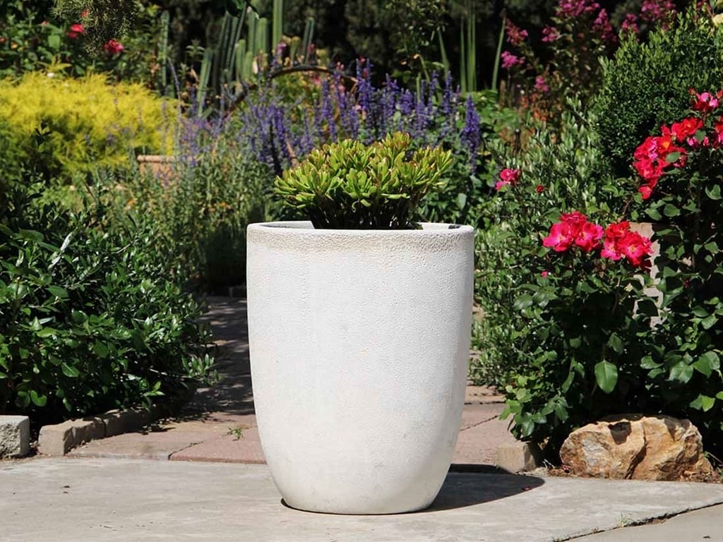 TALL MILANO CONE PLANTERS, CORAL WHITE, SET OF 4- 21.5"X27.0", 17"X23", 13"X18", 11"X14
