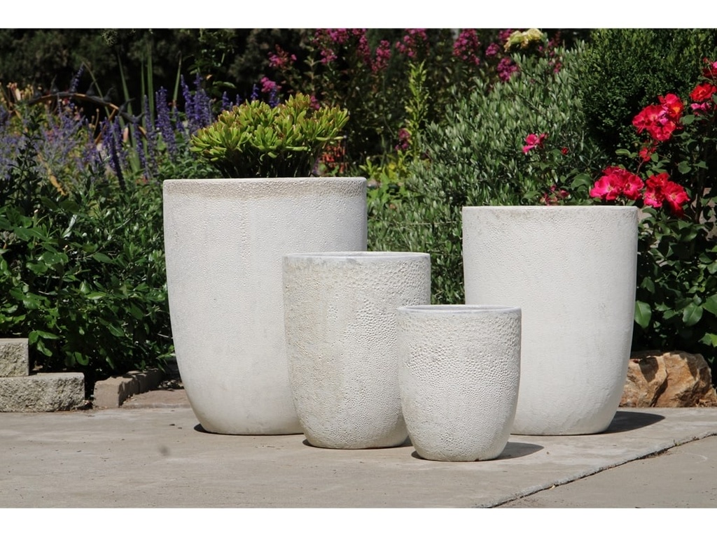 TALL MILANO CONE PLANTERS, CORAL WHITE, SET OF 4- 21.5"X27.0", 17"X23", 13"X18", 11"X14