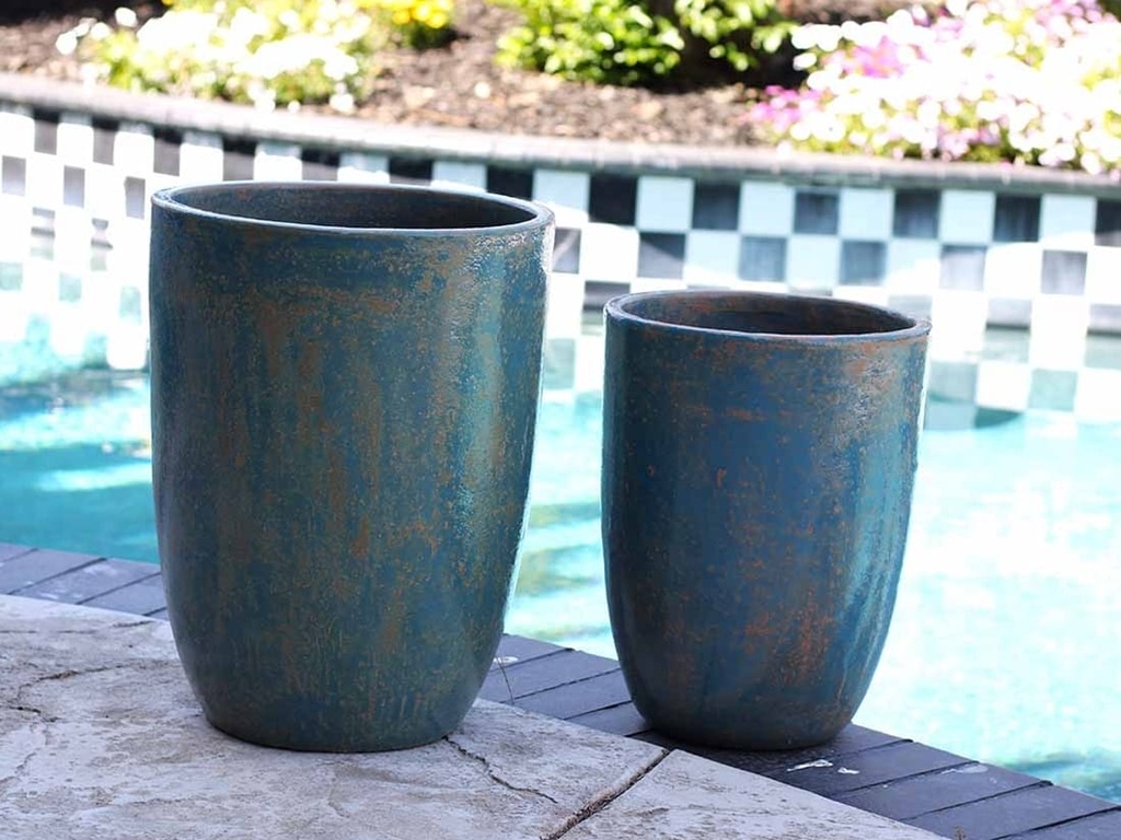 TALL MILANO CONE PLANTERS, COTTAGE BLUE, SET OF 4- 21.5"X27.0", 17"X23", 13"X18", 11"X14