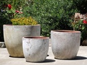 COCO POTS, AEGEAN WHITE, SET OF 3- 19"X17", 15'X13", 12"X11"