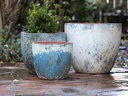 COCO POTS, AEGEAN BLUE, SET OF 4-23"X20", 19"X17", 15'X13", 12"X11"