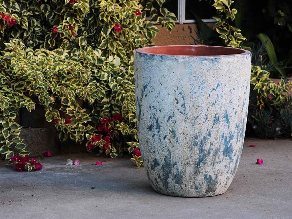 TALL MILANO CONE PLANTERS, AEGEAN BLUE, SET OF 3-17"X23", 13"X18", 11"X14