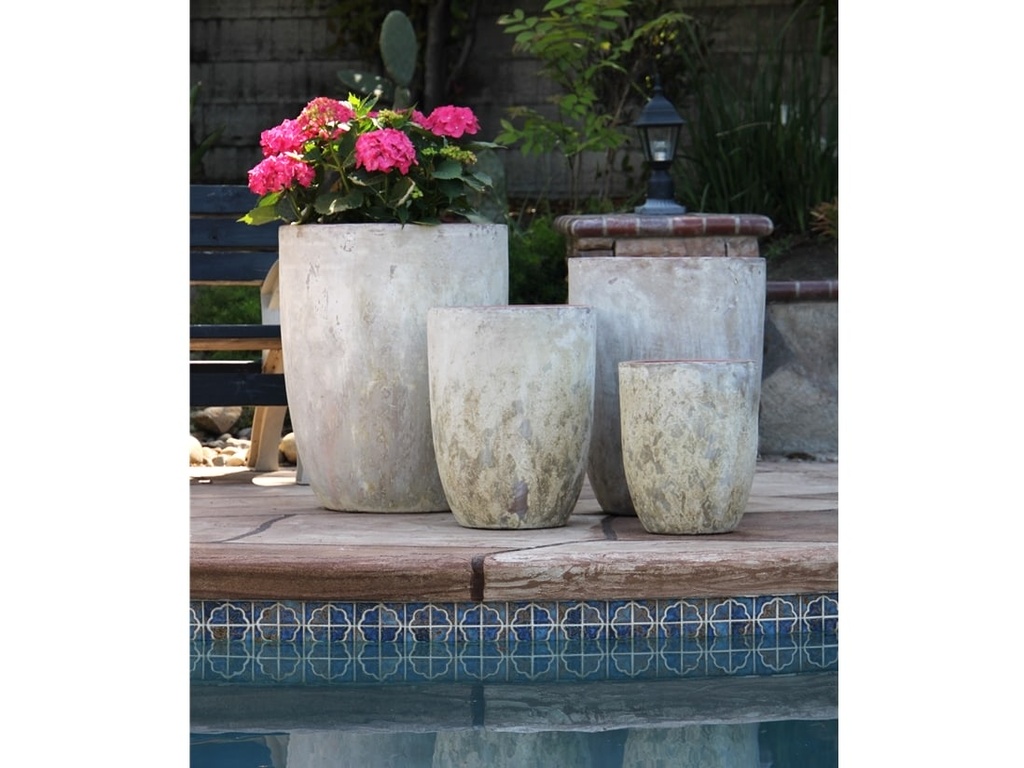 TALL MILANO CONE PLANTERS, AEGEAN WHITE, SET OF 4- 21.5"X27.0", 17"X23", 13"X18", 11"X14