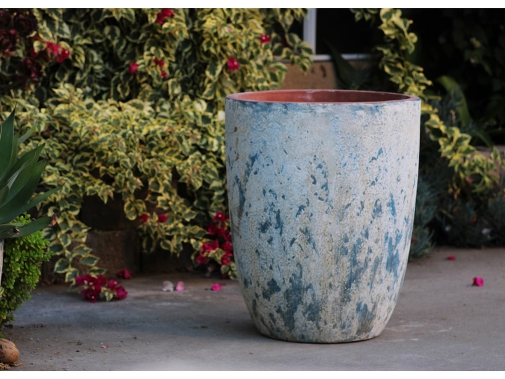TALL MILANO CONE PLANTERS, AEGEAN BLUE, SET OF 4-21.5"X27.0", 17"X23", 13"X18", 11"X14