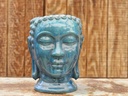 MEDIUM BUDDHA HEAD PLANTER, FALLING AQUA, SIZE B, 13.0"X17.5"