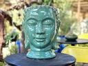 MEDIUM BUDDHA HEAD PLANTER, GREEN STREAM, SIZE B, 13.0"X17.5"