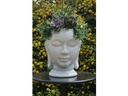 MEDIUM BUDDHA HEAD PLANTER, WHITE NO SPECKLE, SIZE B, 13.0"X17.5"