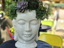 MEDIUM BUDDHA HEAD PLANTER, WHITE WHITE, SIZE B, 13.0"X17.5"