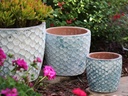 EGG HEXAGON HANDTHROWN, AEGEAN BLUE, SET OF 3- 15"X12.5", 11"X9.5", 7.5"X7"