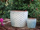 EGG HEXAGON HANDTHROWN, AEGEAN BLUE, SET OF 3- 15"X12.5", 11"X9.5", 7.5"X7"