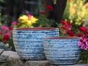 RIBBED BOWLS, AEGEAN BLUE, SET OF 3- 14.5"X10", 11"X75", 8.5"X6.5"