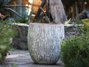 TREE TRUNK PLANTER, AEGEAN WHITE, SET OF 3- 22"X23.5", 17"X18.5", 12.5"X14"