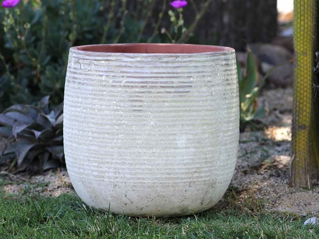 ZINNIA PLANTER, AEGEAN WHITE, SET OF 2- 15.5: X 15.0", 12.0" X 11.5"