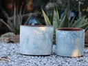 CYLINDER PLANTER,  AEGEAN BLUE, SET OF 4- 12.5" X 10.5", 10.5" X 9.5", 9.5" X 8.0", 7.0" X 6.5"