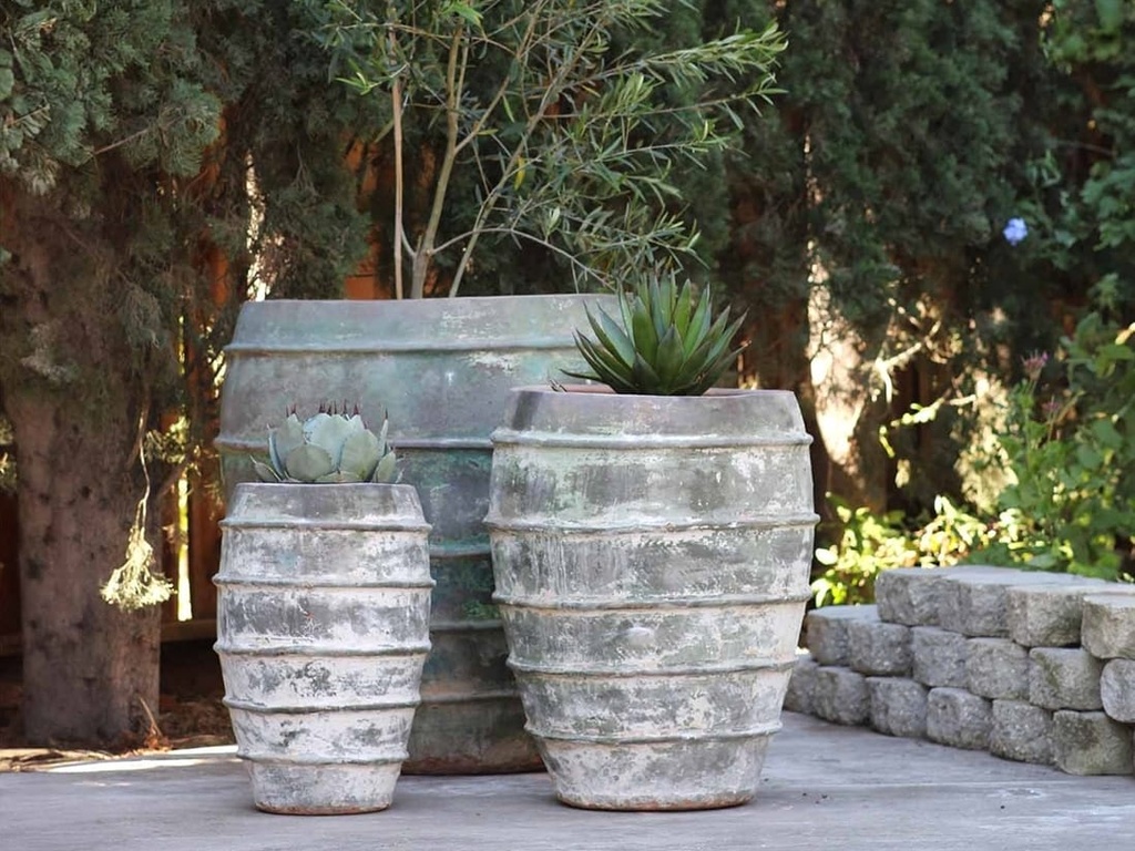 JAR WITH LINES, VERDIGRIS, SET OF 3- 30.0"x36.0", 22.0"x28.0", 14.0"x12.0